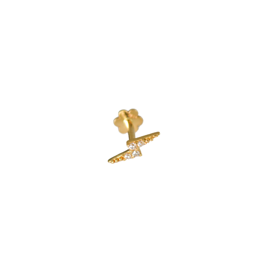 Piercing Rayo Mini Oro 14 k en color plata y oro