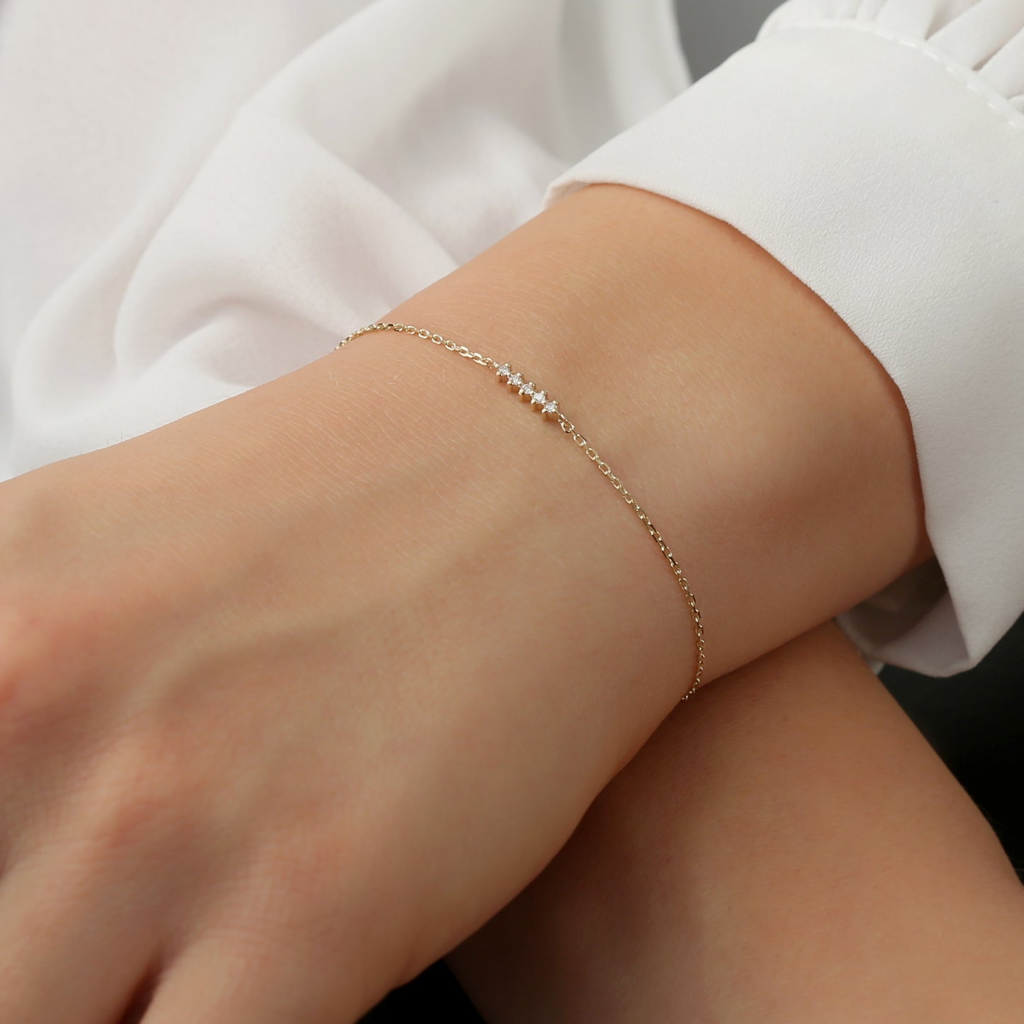 Pulsera Picos Diamantes 14 k - 0.04 CT