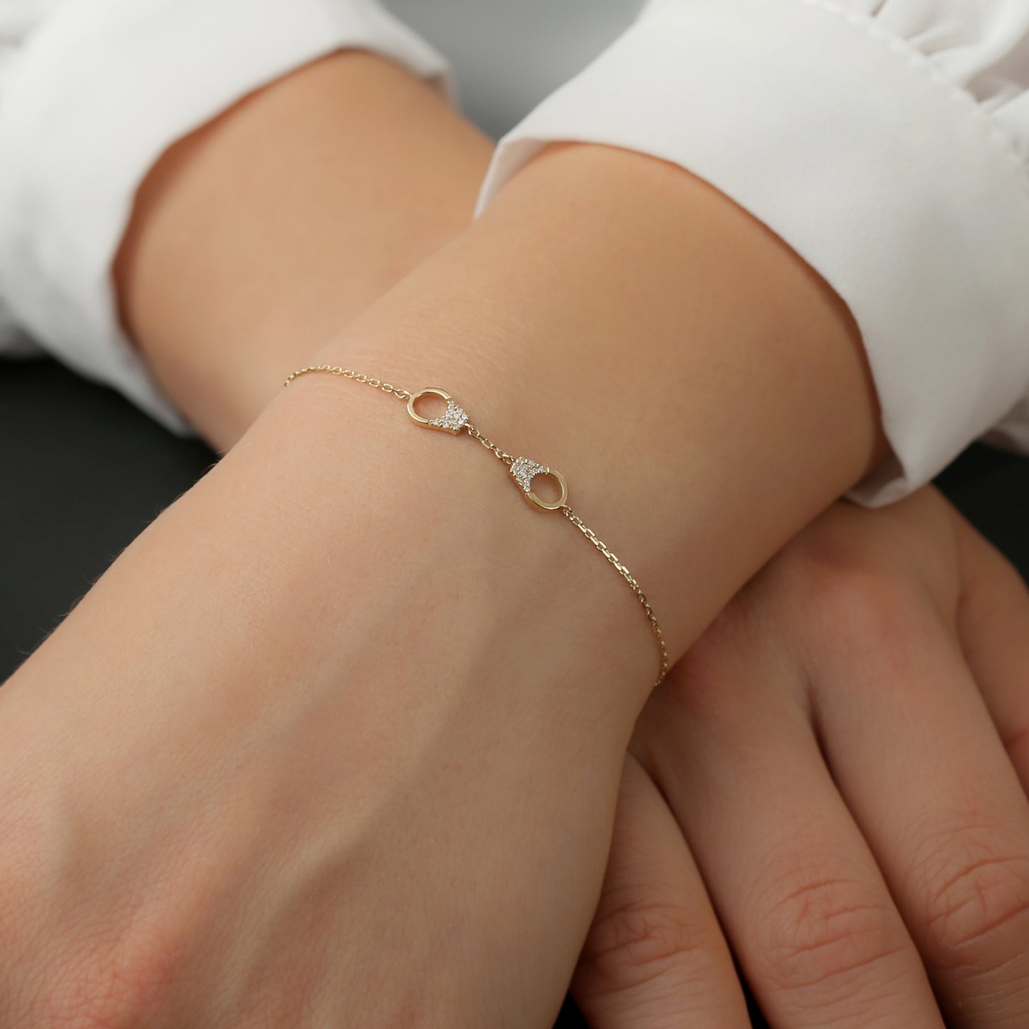 Collar o Pulsera Esposas Diamantes 14K, 0.06 CT