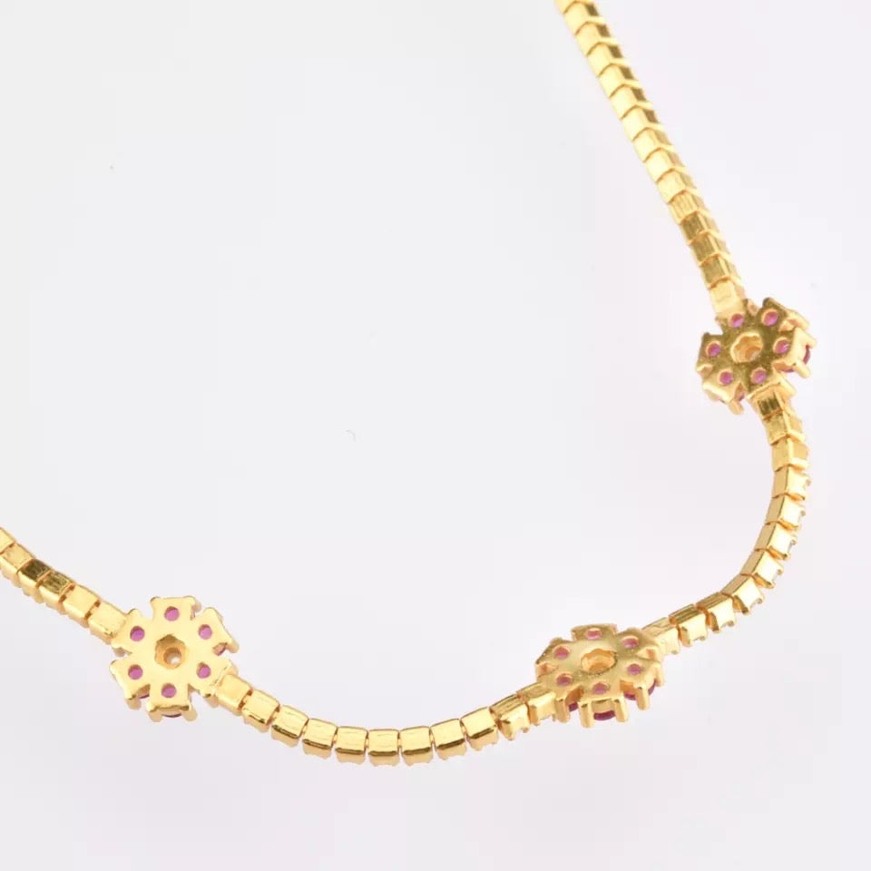 Collar Flores Turquesa Corto
