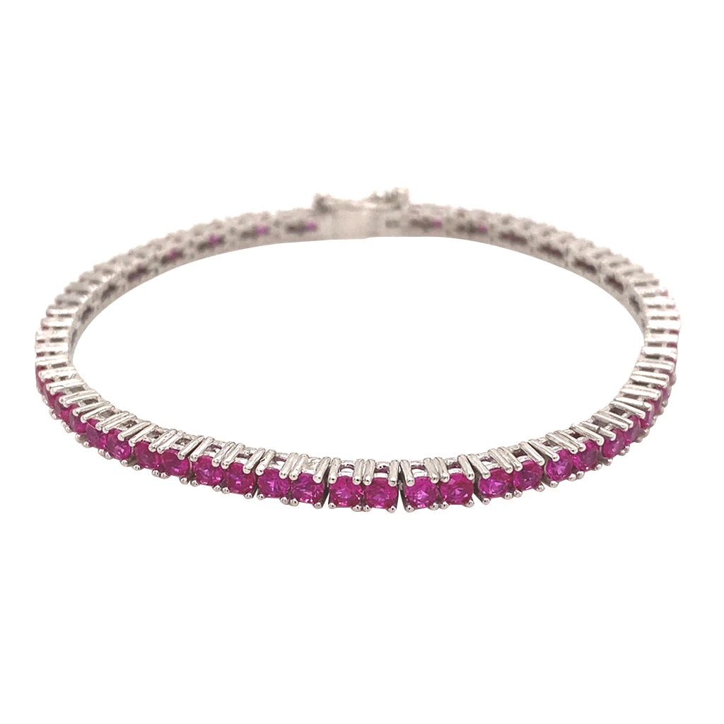 Pulsera Tennis Plata Rosa