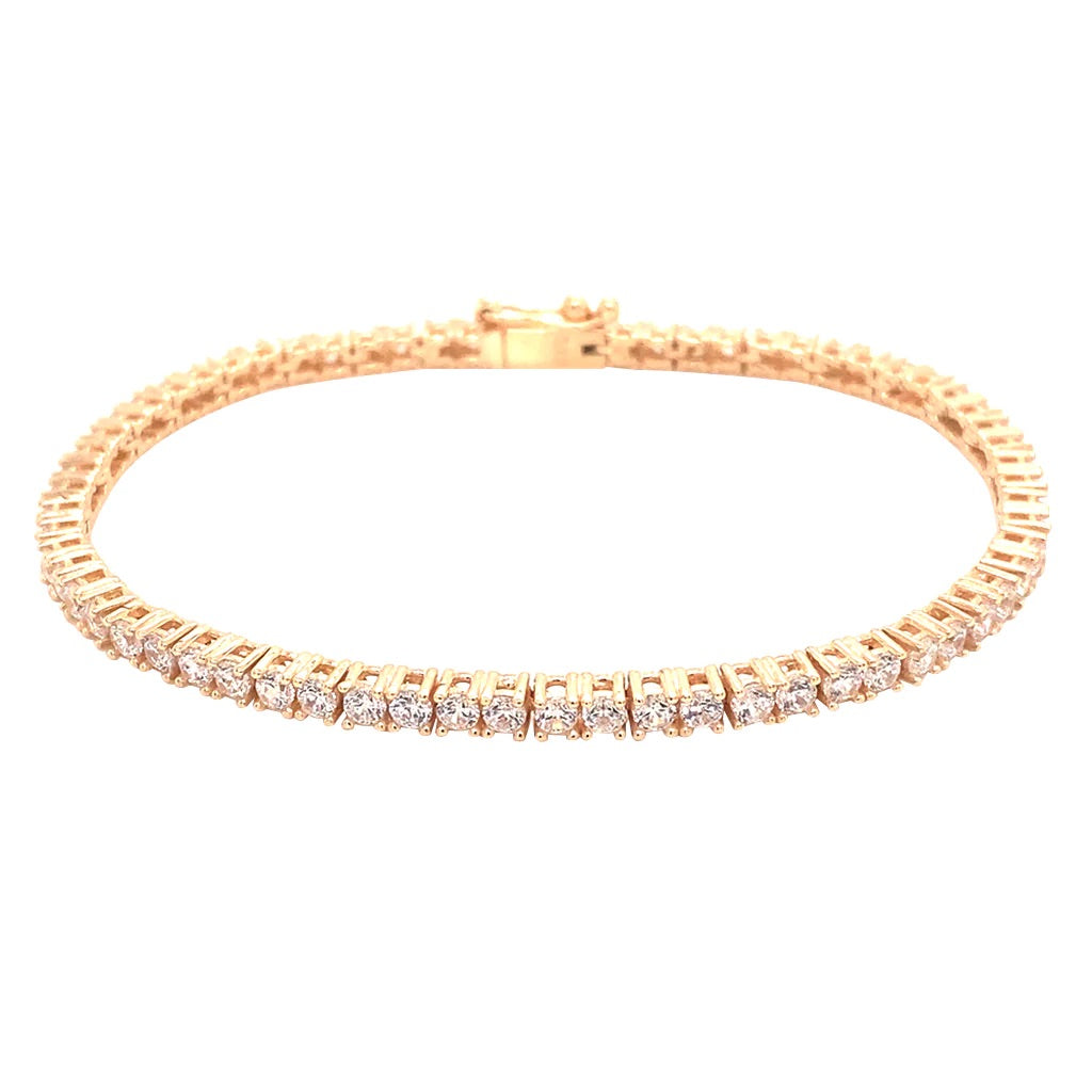 Pulsera Tennis oro y blanco 2.5