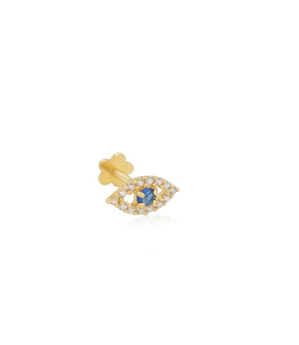 Mini Piercing Ojo 14k en azul y verde