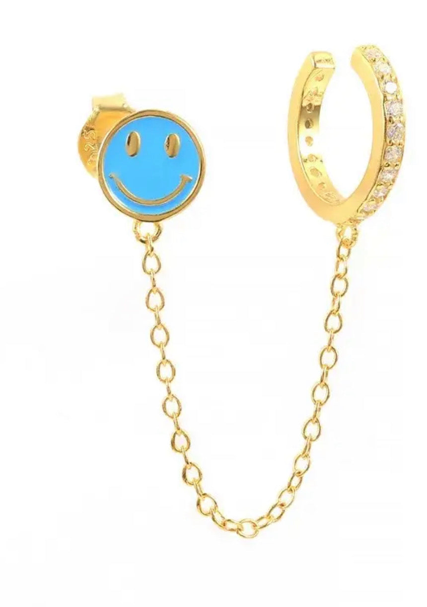 EAR CUFF HAPPY FACE TURQUESA