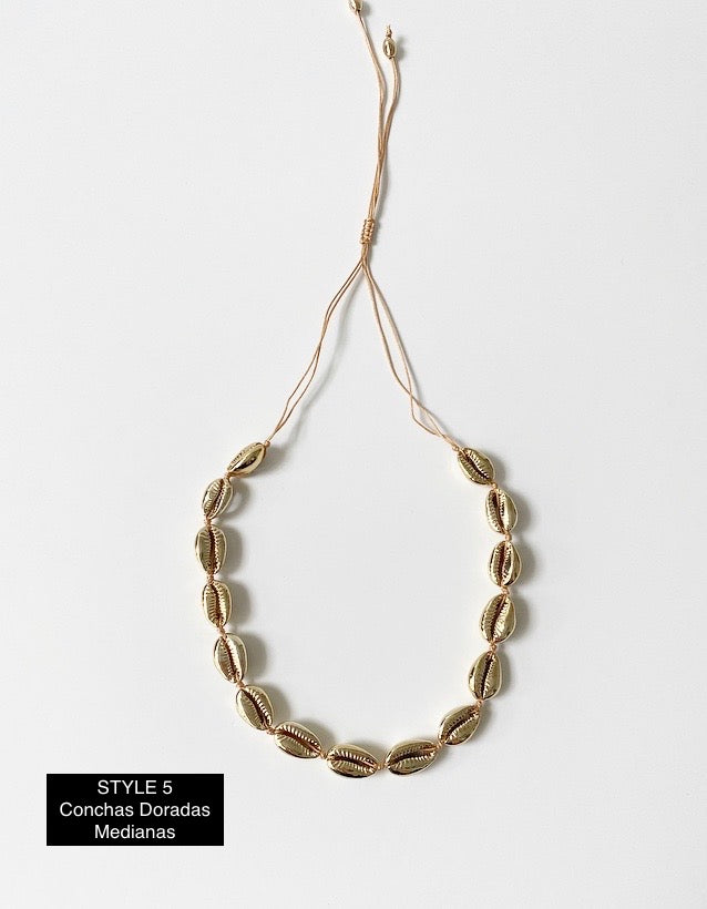 Collar Conchas Medianas en color Oro y Rose Gold