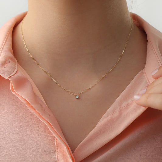 Collar Solitario Diamantes 14K