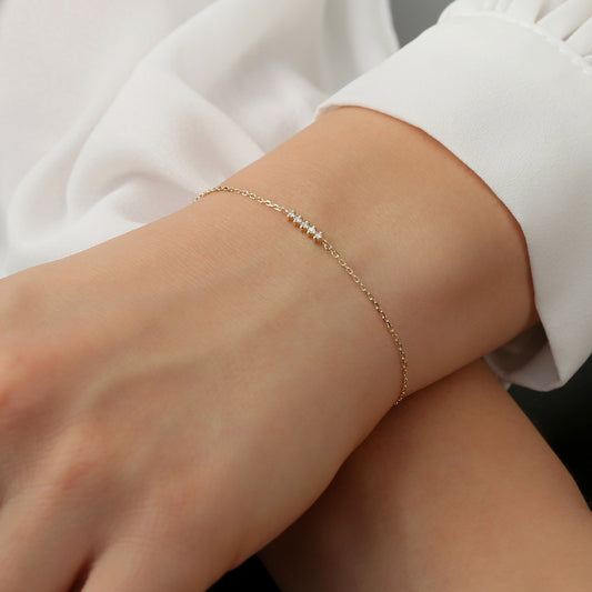Pulsera Picos Diamantes 14 k - 0.04 CT