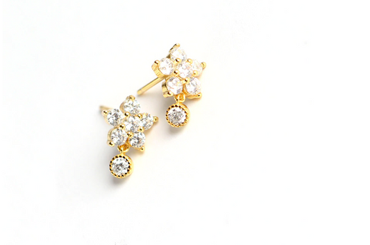 Studs Flor Zirconia Colgante