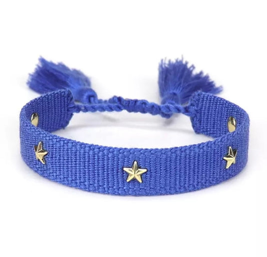 Pulsera Tejida Azul intenso Estrellas