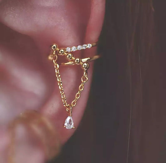 Ear Cuff Zirconia Colgante