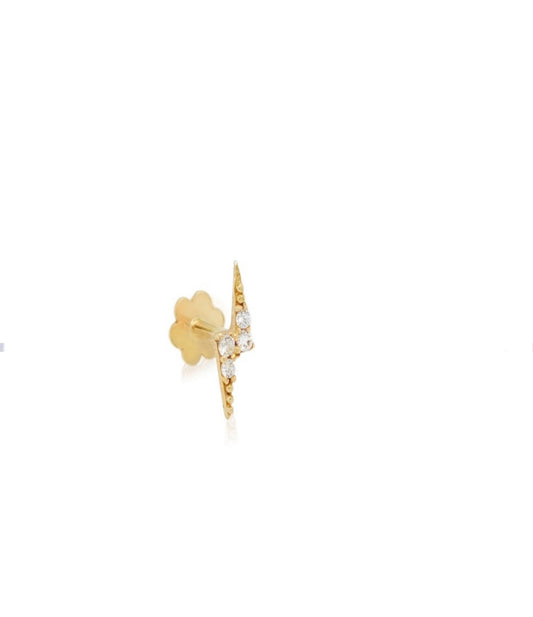 Piercing Rayo Mini Oro 14 k en color plata y oro