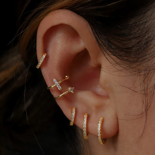 Hoop Eternity 14k Diamante Individual