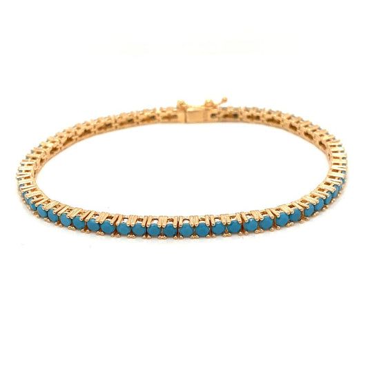 Pulsera Tennis Oro Turquesa